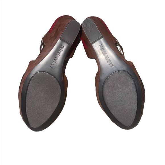 Nine West Color Block Suede Wedges in Brown & Red - Picture 6 of 10